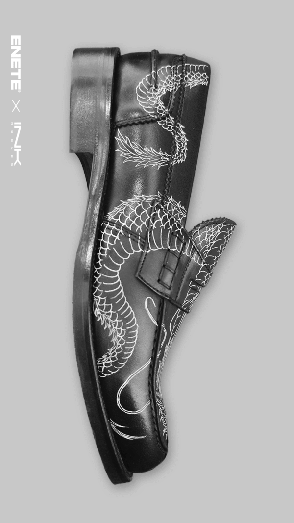 Mocasines Negros ENETE® - Tattooed Leather - Edición Dragón - Imagen 4