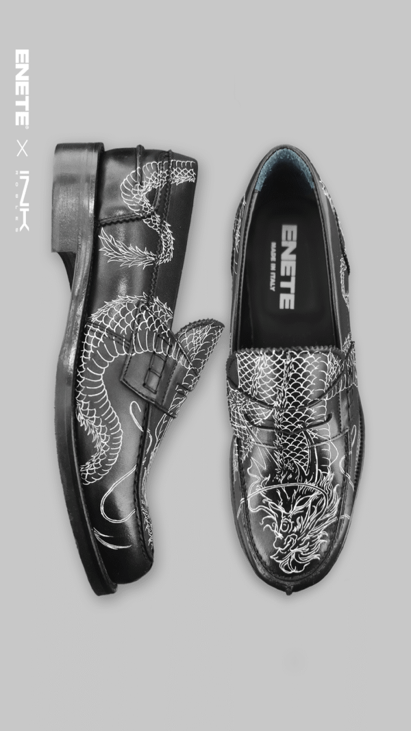 Mocasines Negros ENETE® - Tattooed Leather - Edición Dragón - Imagen 2