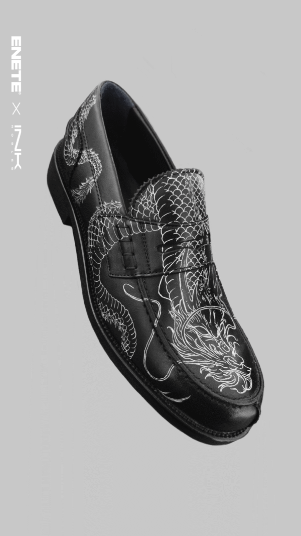 Mocasines Negros ENETE® - Tattooed Leather - Edición Dragón