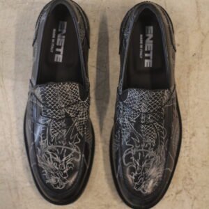 Mocasines Negros ENETE® - Tattooed Leather - Edición Dragón