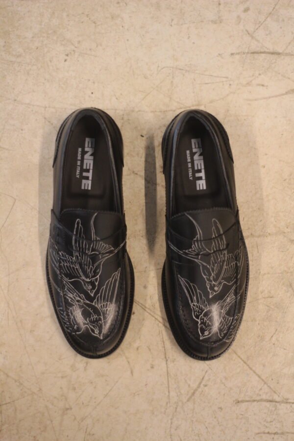 Mocasines Negros ENETE - Tattooed Leather - Edición Golondrinas
