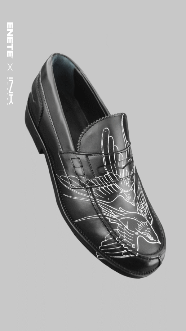 Mocasines Negros ENETE - Tattooed Leather - Edición Golondrinas