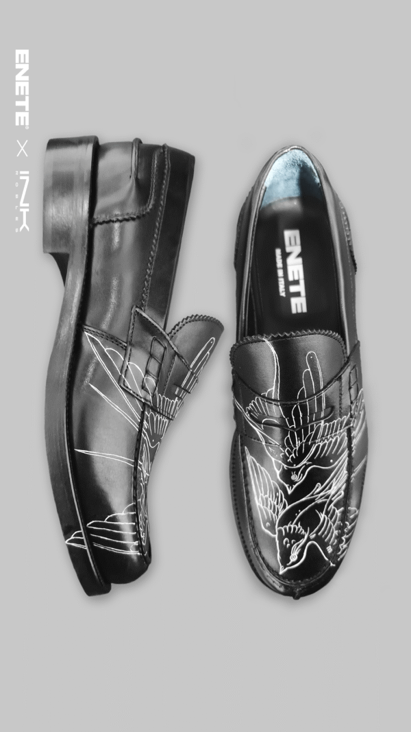 Mocasines Negros ENETE - Tattooed Leather - Edición Golondrinas - Imagen 4
